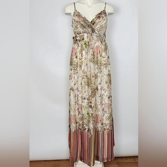 Tristan Women's Maxi Strapless Dress Floral Print Cream Pink Flowy Size 16 - Picture 1 of 16